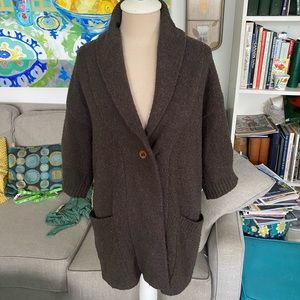 GAP Cozy Cardigan S Brown Wool Blend Shawl Collar
